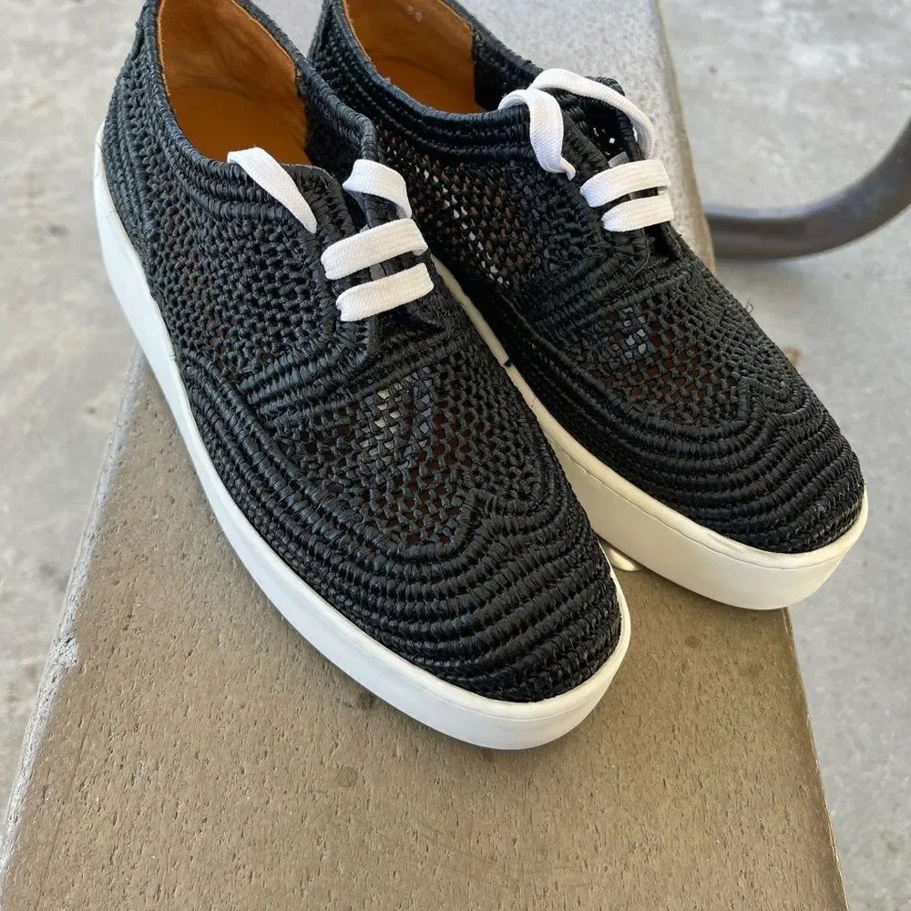 Clergerie Lisa7 Black Raffia Loafers‎